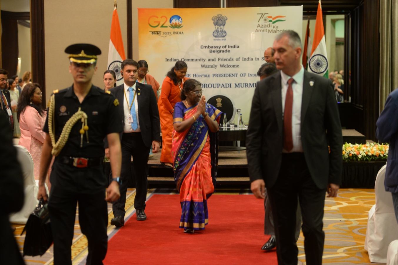 Shri Sanjiv Kohli, Ambassador of India in Serbia organised a reception in the honour of Hon’ble President of India at hotel Hyatt. HR addressed the people of India and Serbian guests on the occasion - 07 June 2023

